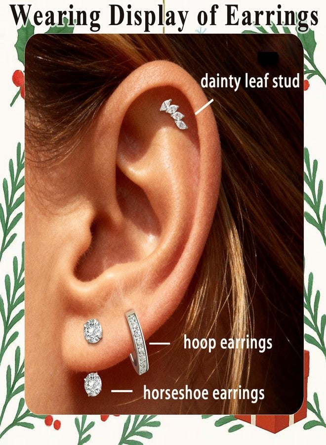 davka 3 Pairs Silver Hoop and Stud Earrings for Women, Hypoallergenic Stainless Steel Hoop Earrings with CZ, Dainty Stackable Earrings for Multiple Piercings and Cartilage Jewelry Christmas Gift - Image 5